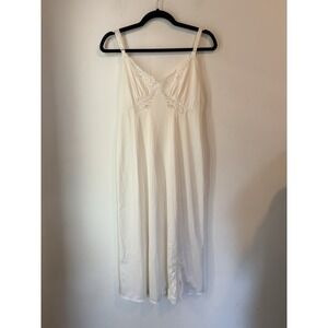 Vintage Shadowline Full Slip Dress Lace Bodice Nylon Ivory Size 34MS